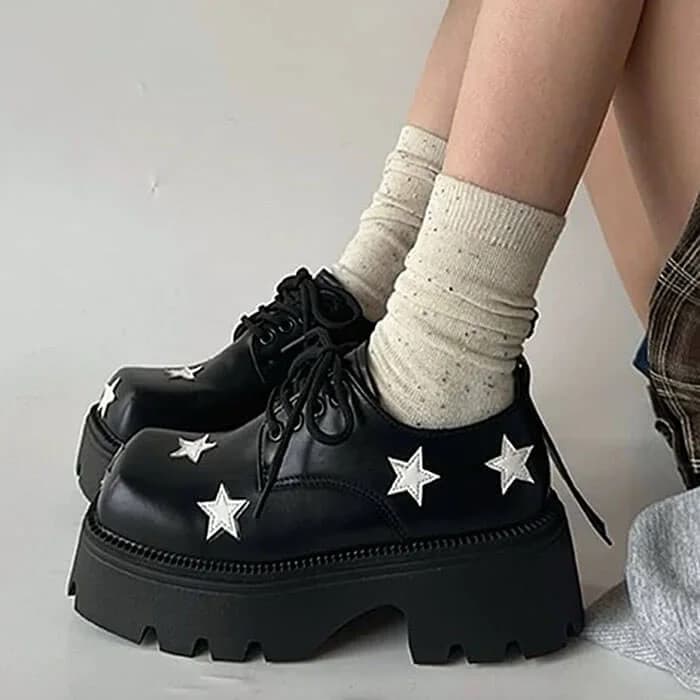 Black & White Star Platform Oxfords — view 2 Black & White Star Platform Oxfords — view 2