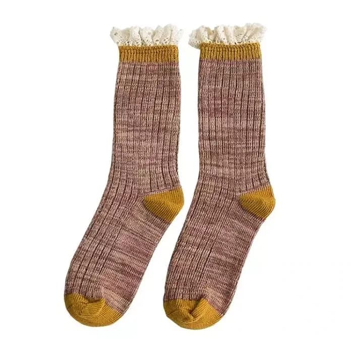 Cottage Ruffled Knit Socks — view 1 Cottage Ruffled Knit Socks — view 1