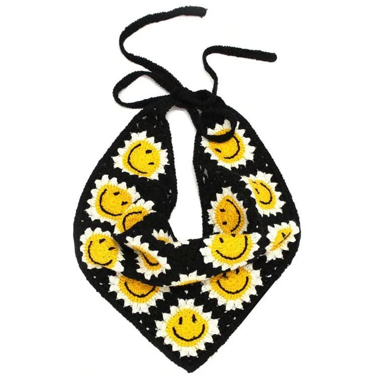 Smiley Face Crochet Bandana — view 2 Smiley Face Crochet Bandana — view 2