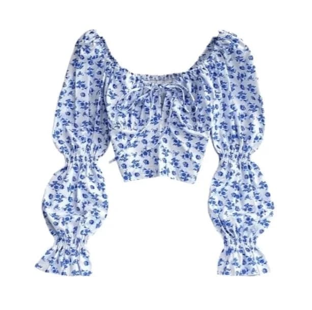 Bloom Top Blue Floral — view 1 Bloom Top Blue Floral — view 1