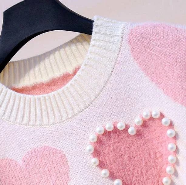 Pink Hearts Sweater — view 2 Pink Hearts Sweater — view 2