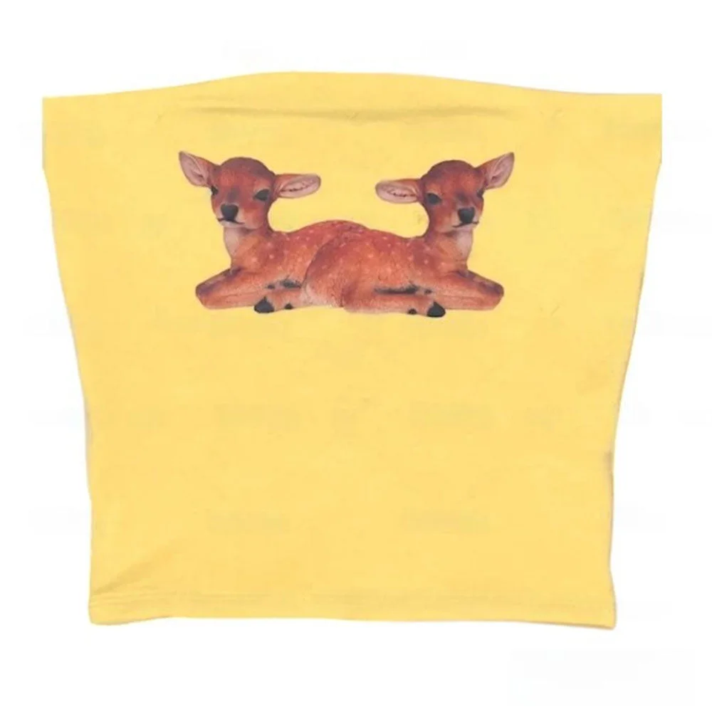 Y2K Deer Print Tube Top — view 1 Y2K Deer Print Tube Top — view 1