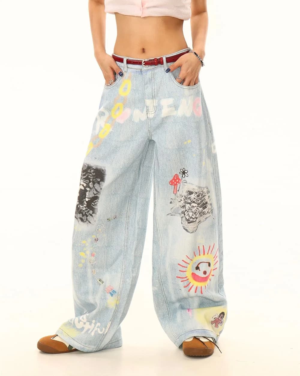 Indie Kid Mushroom Print Jeans — view 3 Indie Kid Mushroom Print Jeans — view 3