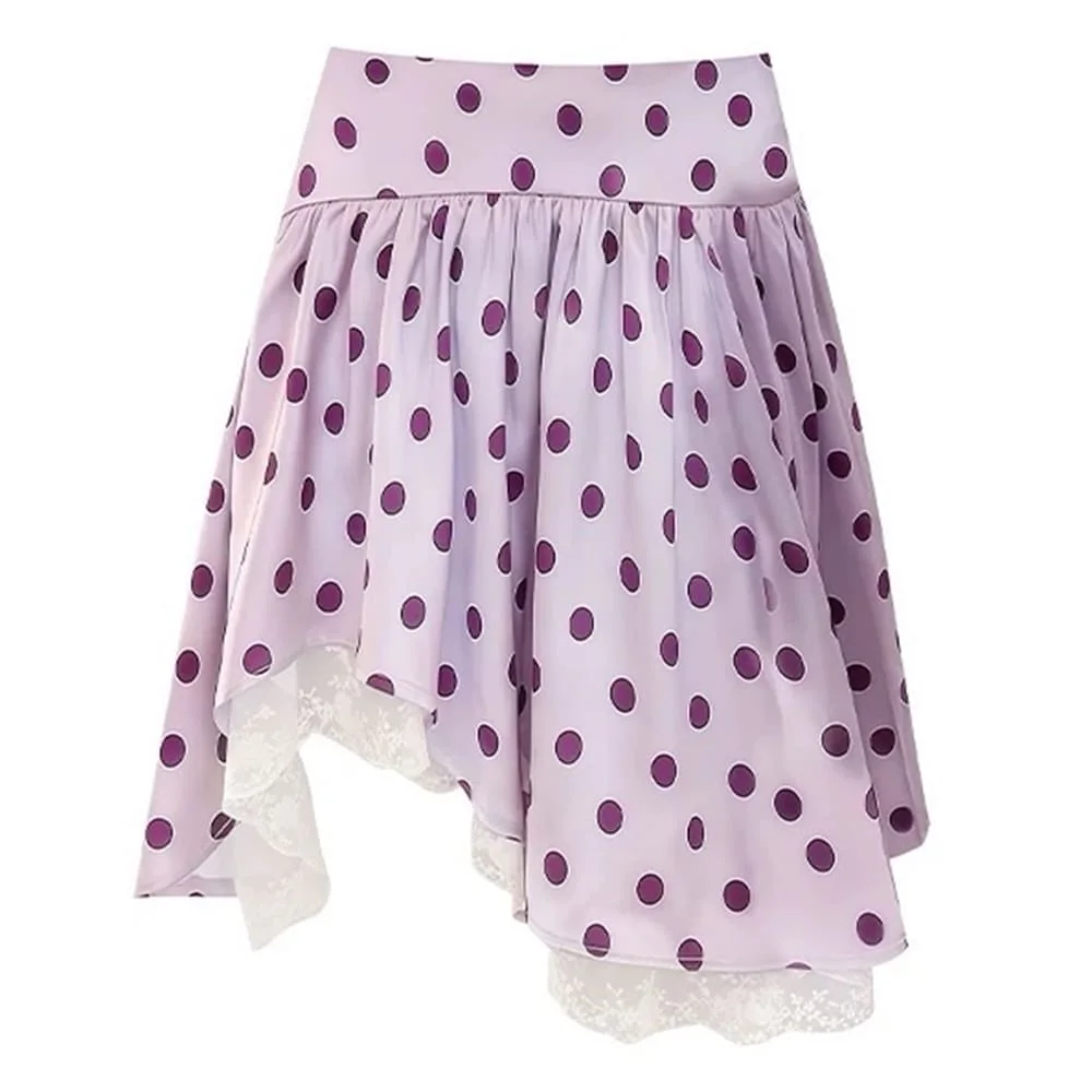 Purple Polka Dot Layered Ruffle Skirt — view 1 Purple Polka Dot Layered Ruffle Skirt — view 1