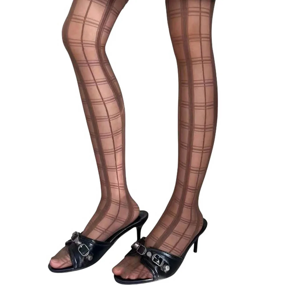 Grid Pattern Sheer Tights — view 1 Grid Pattern Sheer Tights — view 1