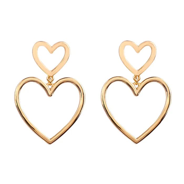 Gold Heart Earrings — view 1 Gold Heart Earrings — view 1