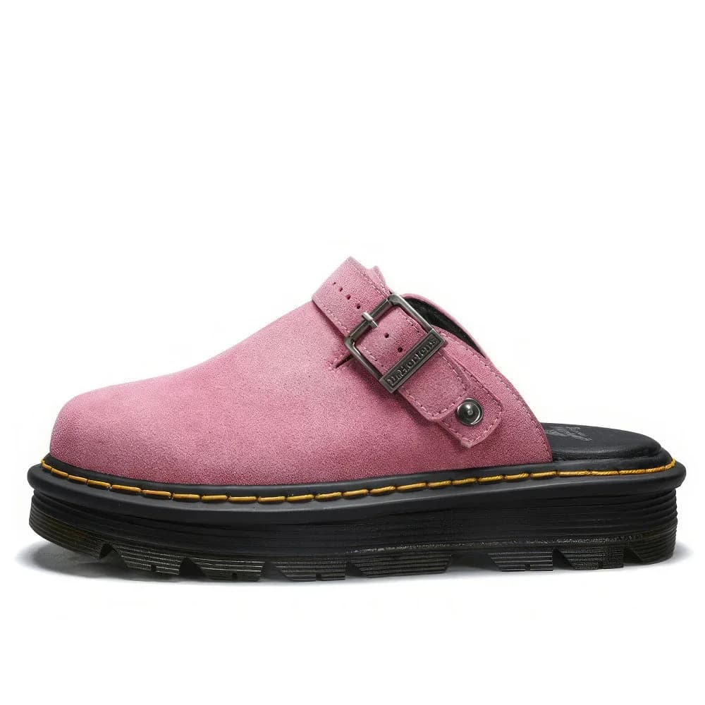 Buckle Strap Suede Platform Mules — view 1 Buckle Strap Suede Platform Mules — view 1