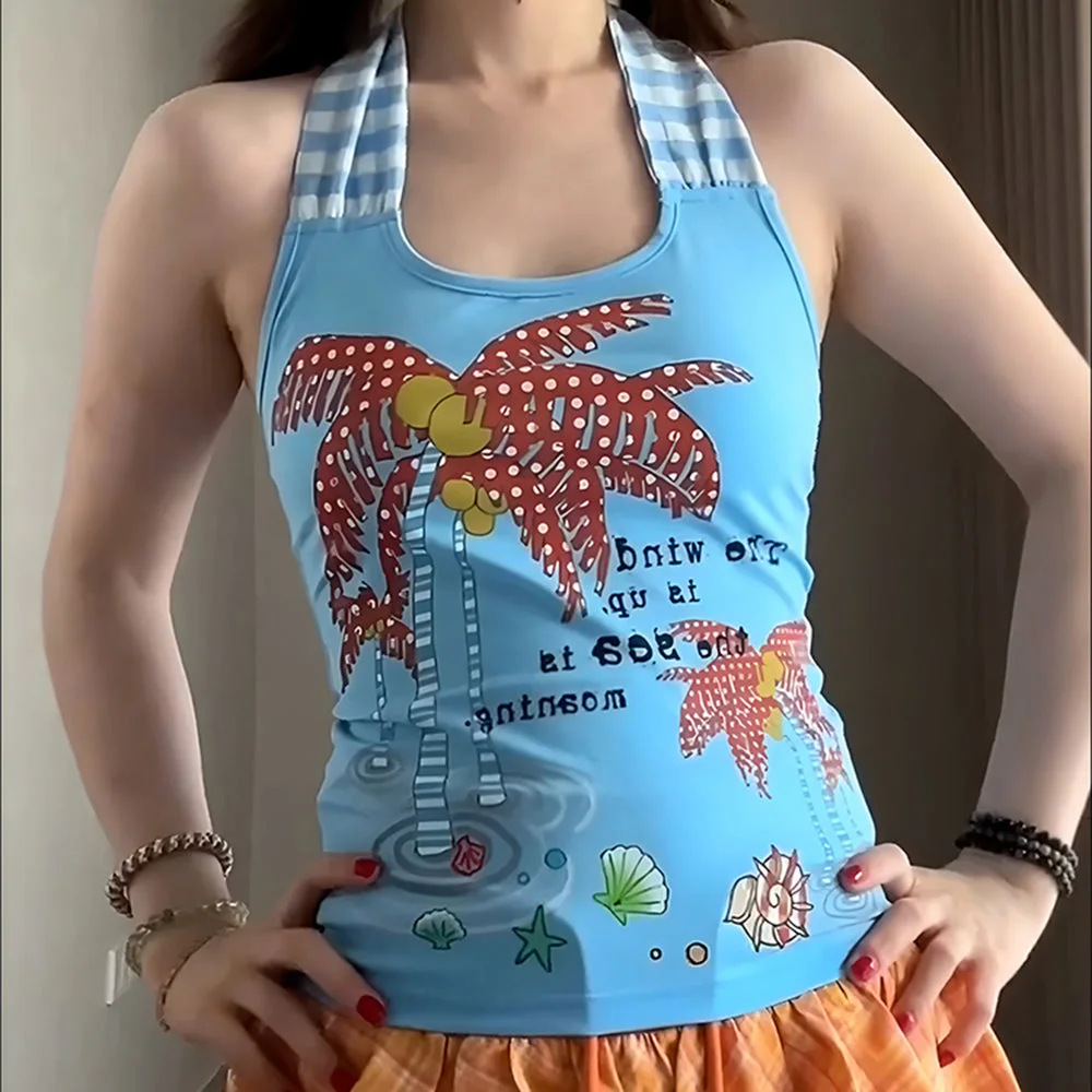 Coconut Girl Blue Halter Top — view 2 Coconut Girl Blue Halter Top — view 2