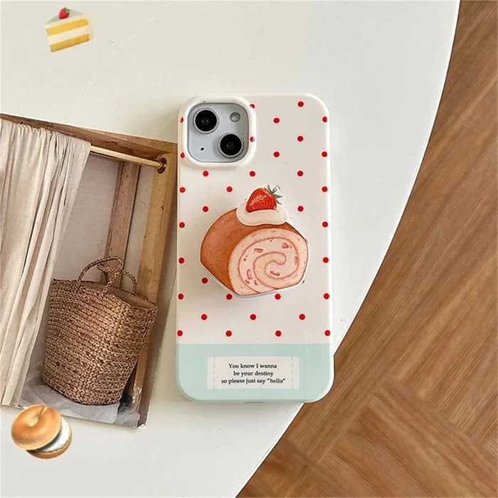 Strawberry Swiss Roll iPhone Case — view 2 Strawberry Swiss Roll iPhone Case — view 2