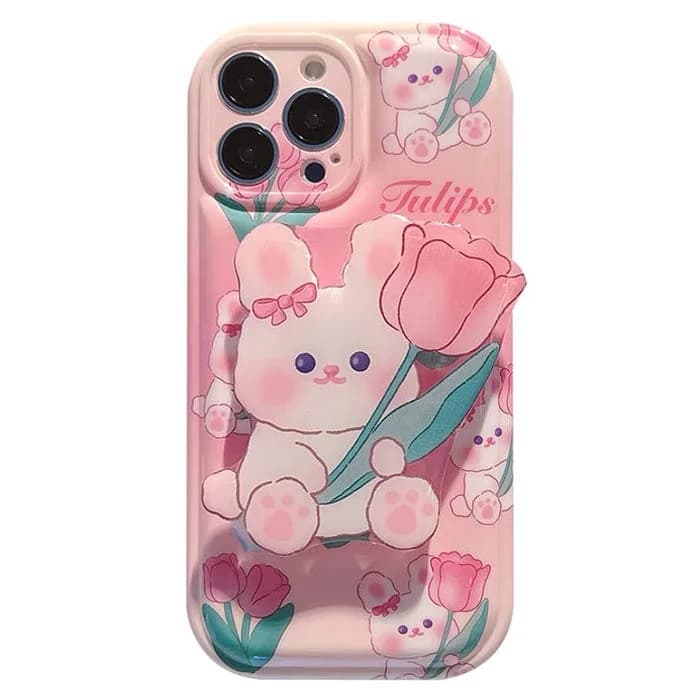 Tulips Bunny iPhone Case — view 1 Tulips Bunny iPhone Case — view 1