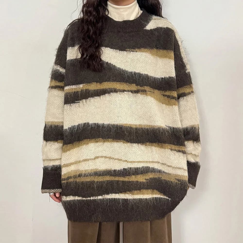 Oversized Striped Knit Sweater — view 2 Oversized Striped Knit Sweater — view 2