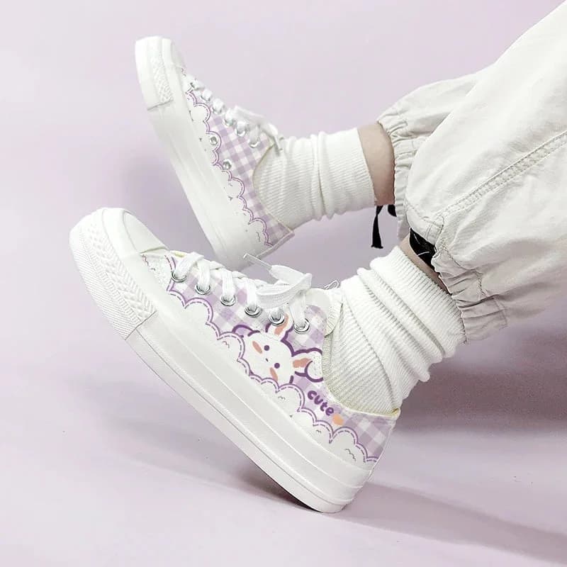 Kawaii Bunny Gingham Shoes — view 2 Kawaii Bunny Gingham Shoes — view 2