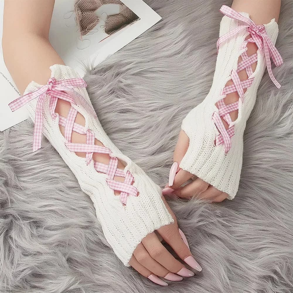 Coquette Ribbon Arm Warmers — view 2 Coquette Ribbon Arm Warmers — view 2