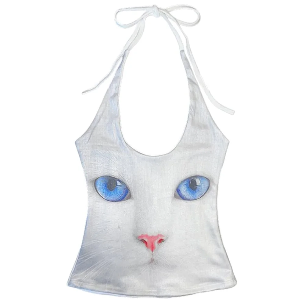 Kitty with Blue Eyes Halter Top — view 1 Kitty with Blue Eyes Halter Top — view 1