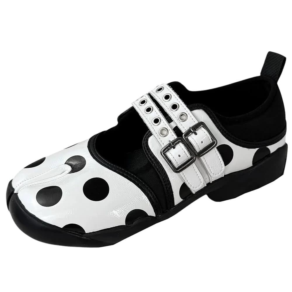 Polka Dot Buckle Strap Tabi Shoes — view 3 Polka Dot Buckle Strap Tabi Shoes — view 3