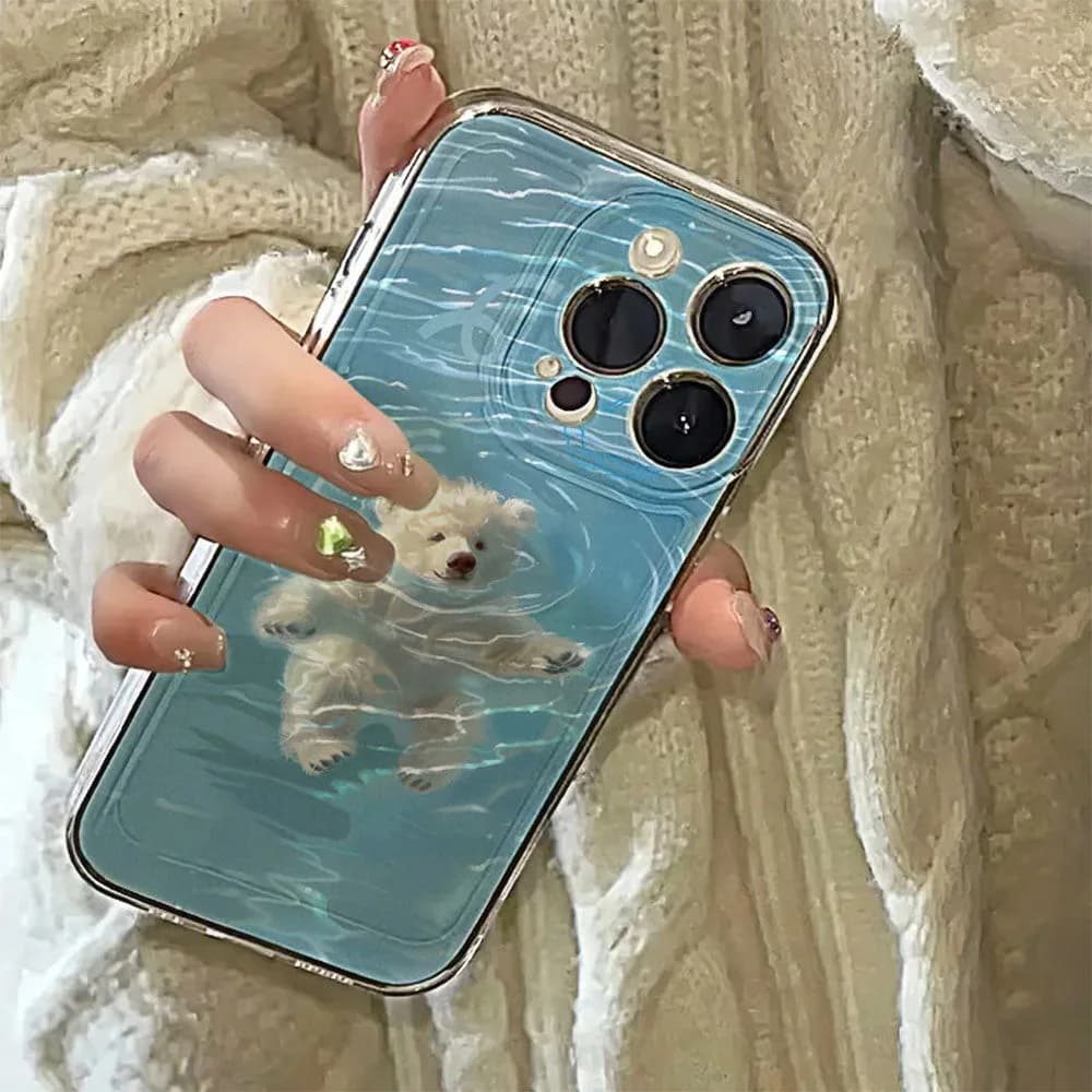 Swimming Bear iPhone Case — view 2 Swimming Bear iPhone Case — view 2