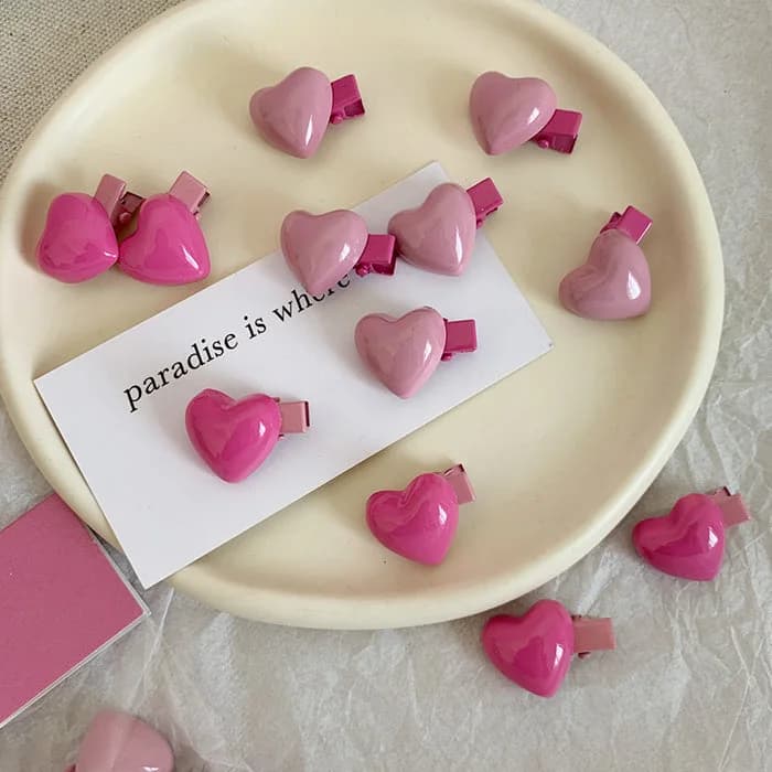 Korean Aesthetic Hearts Hair Clips — view 2 Korean Aesthetic Hearts Hair Clips — view 2