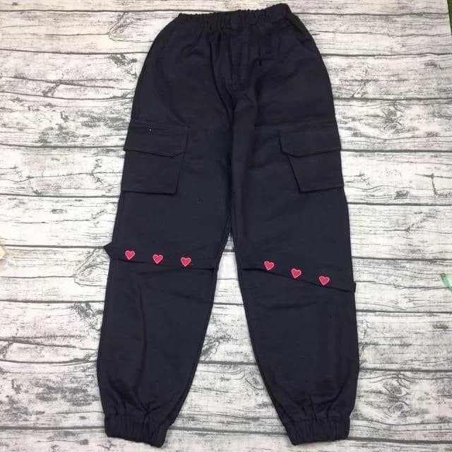 Heart Embroidered Cargo Pants — view 2 Heart Embroidered Cargo Pants — view 2
