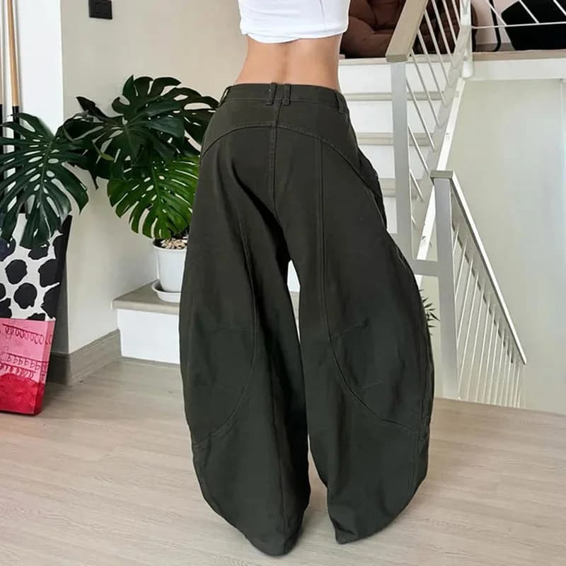 Y2K Green Baggy Cargo Pants — view 2 Y2K Green Baggy Cargo Pants — view 2