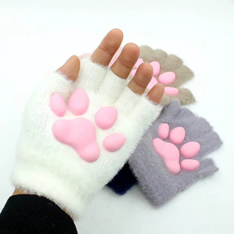 3D Paw Pad Fuzzy Fingerless Gloves — view 1 3D Paw Pad Fuzzy Fingerless Gloves — view 1