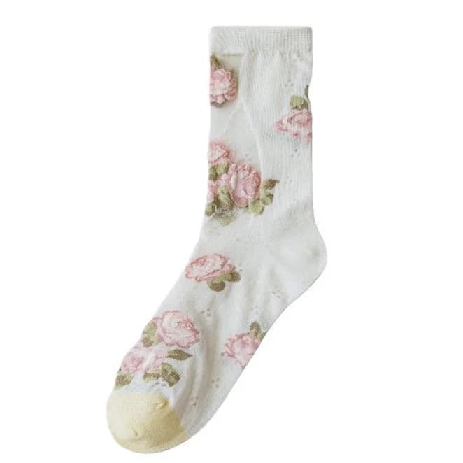 Cottagecore Aesthetic Rose Socks — view 1 Cottagecore Aesthetic Rose Socks — view 1