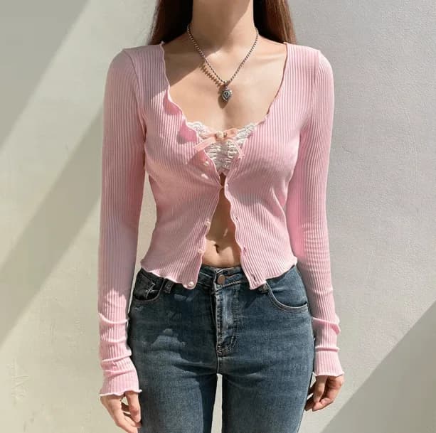 Pastel Pink Coquette Top — view 2 Pastel Pink Coquette Top — view 2