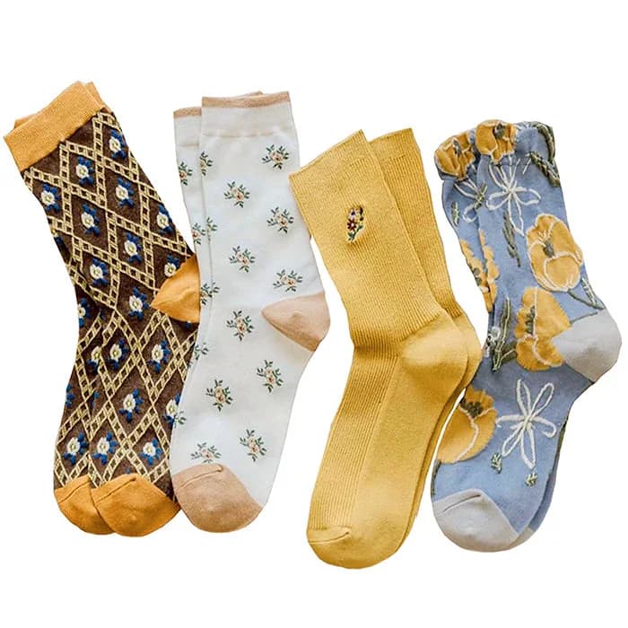 Cottagecore Embroidered Socks — view 1 Cottagecore Embroidered Socks — view 1