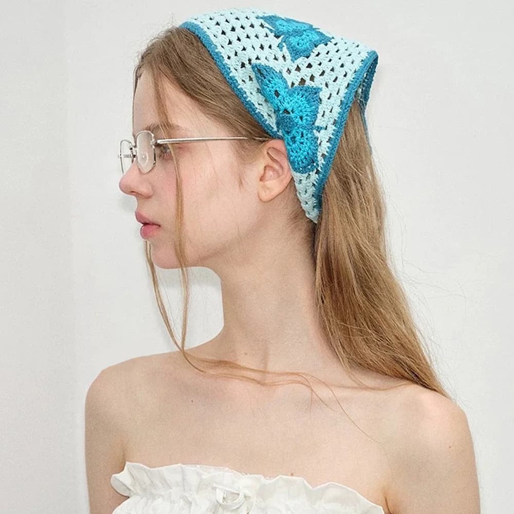 Butterfly Crochet Triangle Bandana — view 2 Butterfly Crochet Triangle Bandana — view 2