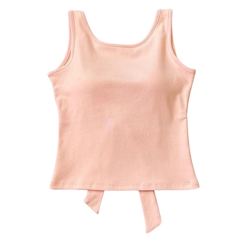Blush Built-In Cup Bow Top — view 1 Blush Built-In Cup Bow Top — view 1