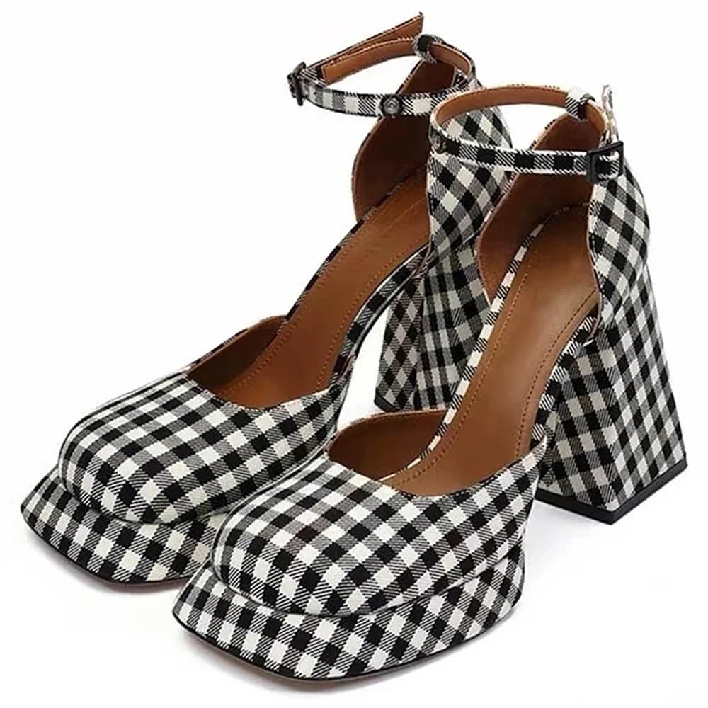Gingham Mary Jane Platform Heels — view 1 Gingham Mary Jane Platform Heels — view 1