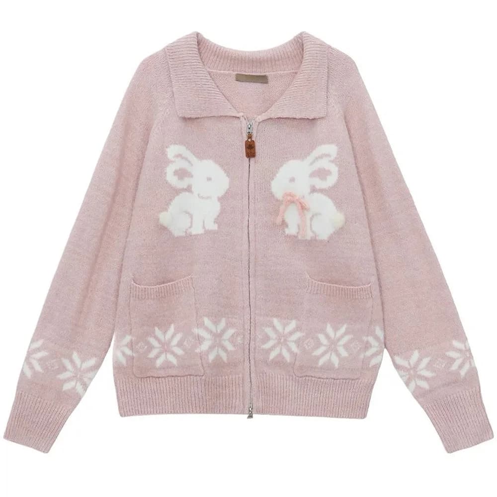 Sweet Attitude Bunny Zip Up Cardigan — view 1 Sweet Attitude Bunny Zip Up Cardigan — view 1