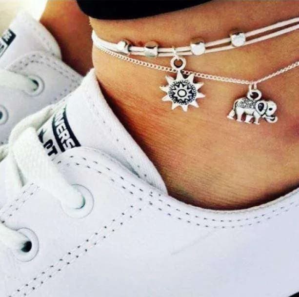 Set Of 2 Elephant Anklets — view 2 Set Of 2 Elephant Anklets — view 2