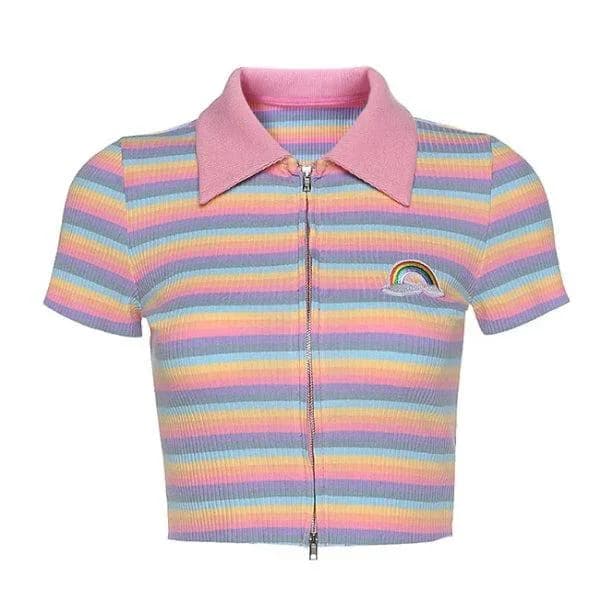 Rainbow Zipper Up Top — view 1 Rainbow Zipper Up Top — view 1