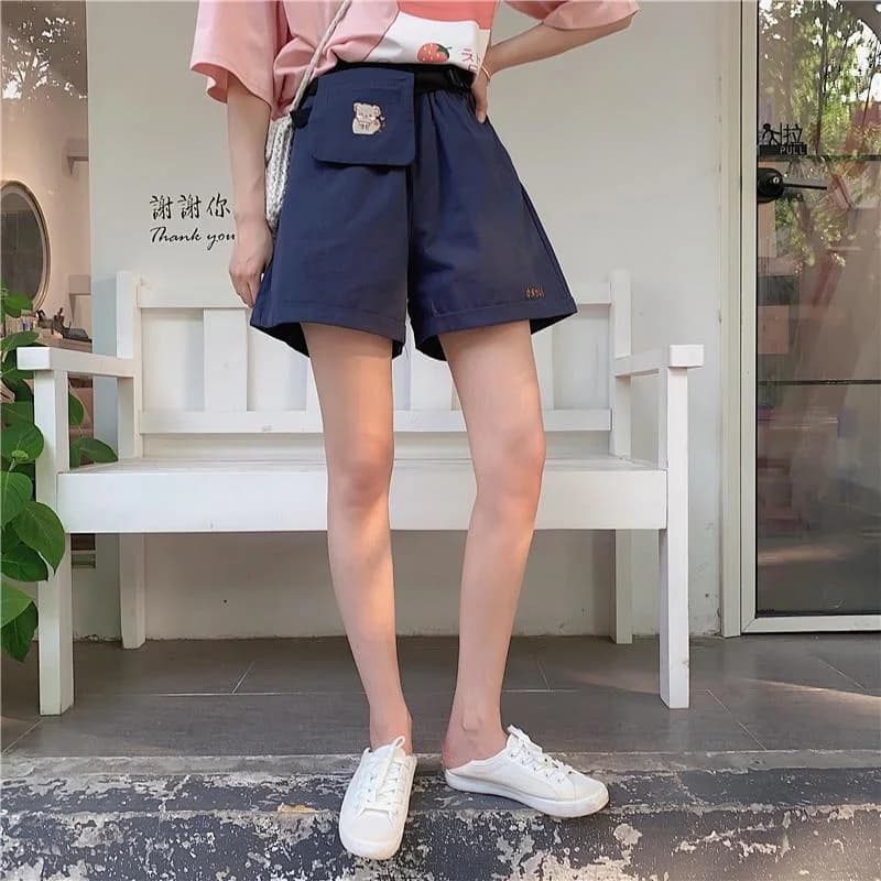 Cute Bear Wide Leg Shorts — view 2 Cute Bear Wide Leg Shorts — view 2