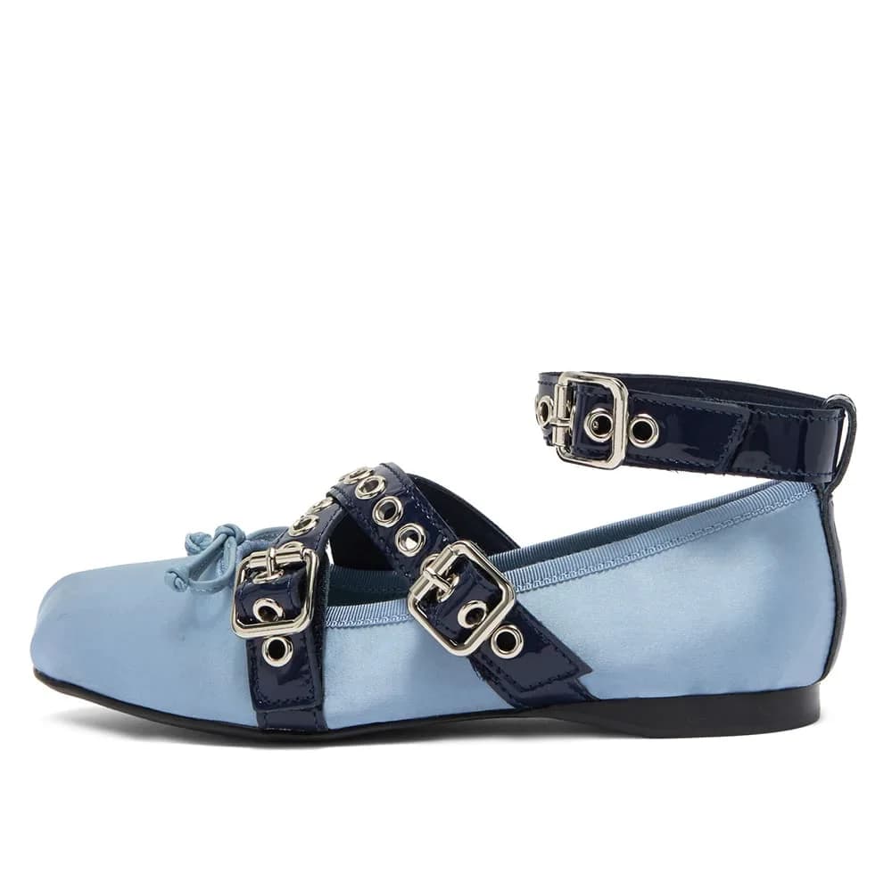 Wrap Around Ballet Flats in Blue — view 1 Wrap Around Ballet Flats in Blue — view 1