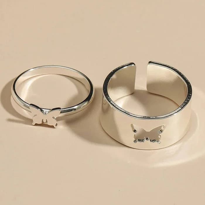 Butterfly Matching Couple Rings — view 2 Butterfly Matching Couple Rings — view 2