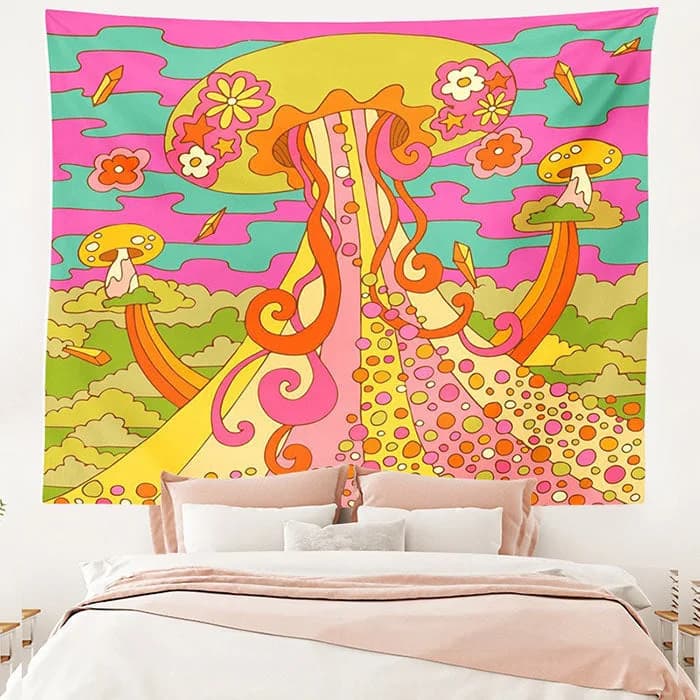 Groovy Mushroom Tapestry — view 2 Groovy Mushroom Tapestry — view 2