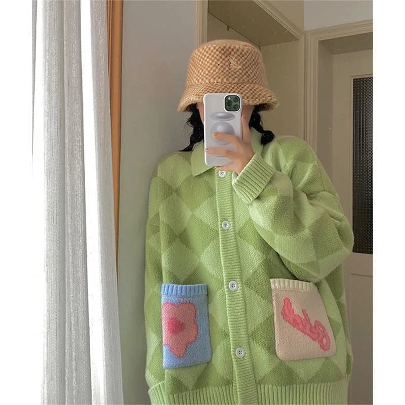 Cozy Checkered Plaid Cardigan — view 3 Cozy Checkered Plaid Cardigan — view 3