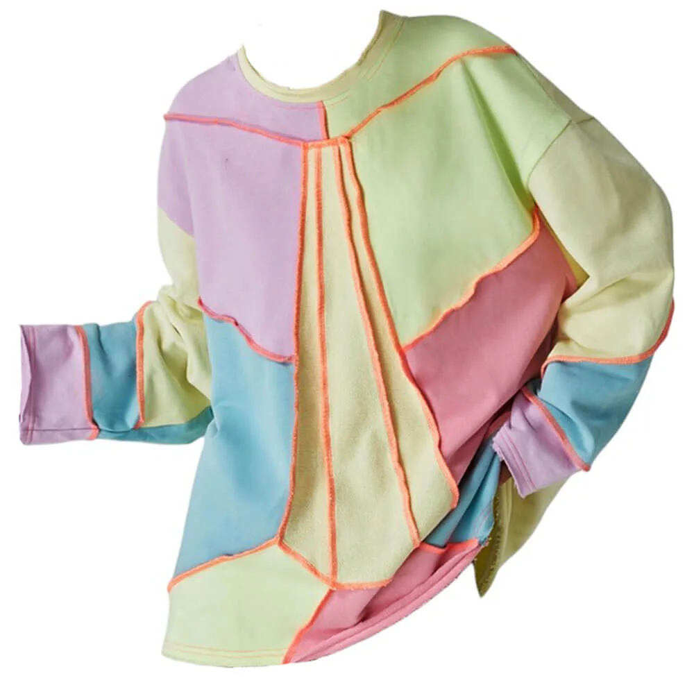 Pastel Patchwork Oversized Sweatshirt — view 1 Pastel Patchwork Oversized Sweatshirt — view 1