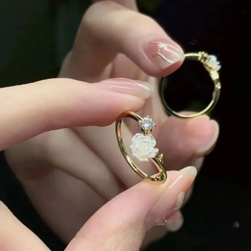 White Rose Spiral Ring — view 2 White Rose Spiral Ring — view 2