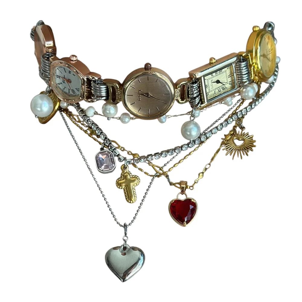 Vintage Layered Charm Necklace Set — view 1 Vintage Layered Charm Necklace Set — view 1
