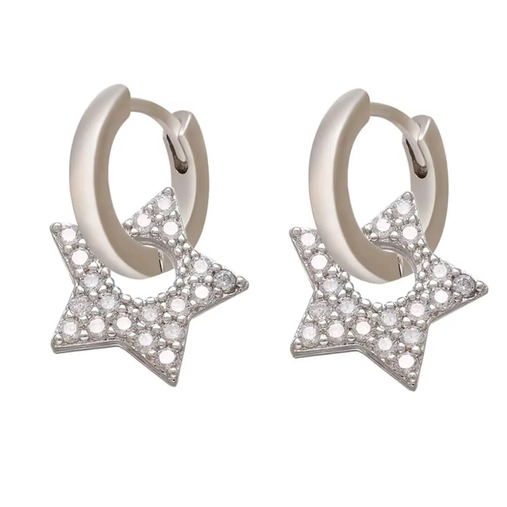 Y2K Star Drop Hoops Earrings — view 2 Y2K Star Drop Hoops Earrings — view 2
