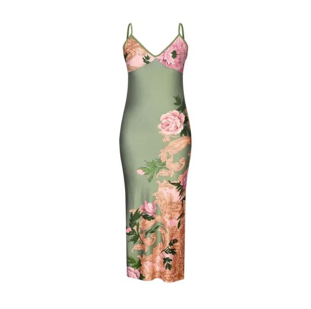 Green Floral Bodycon Dress — view 1 Green Floral Bodycon Dress — view 1