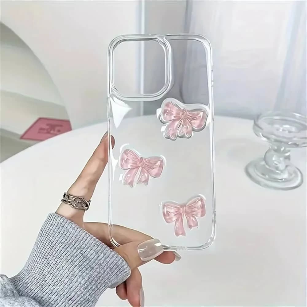 Pink Bows Clear iPhone Case — view 3 Pink Bows Clear iPhone Case — view 3