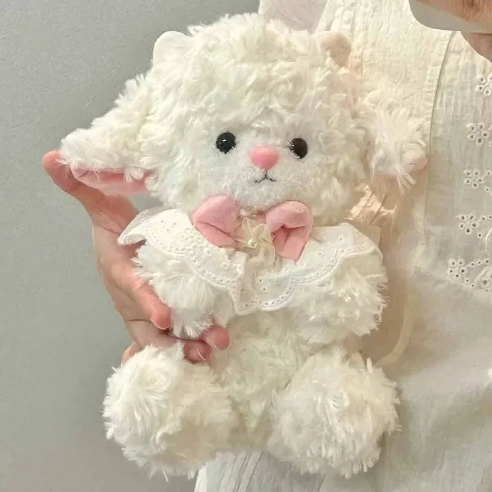 Pink Bow Lace Collar Lamb Plush Toy — view 2 Pink Bow Lace Collar Lamb Plush Toy — view 2