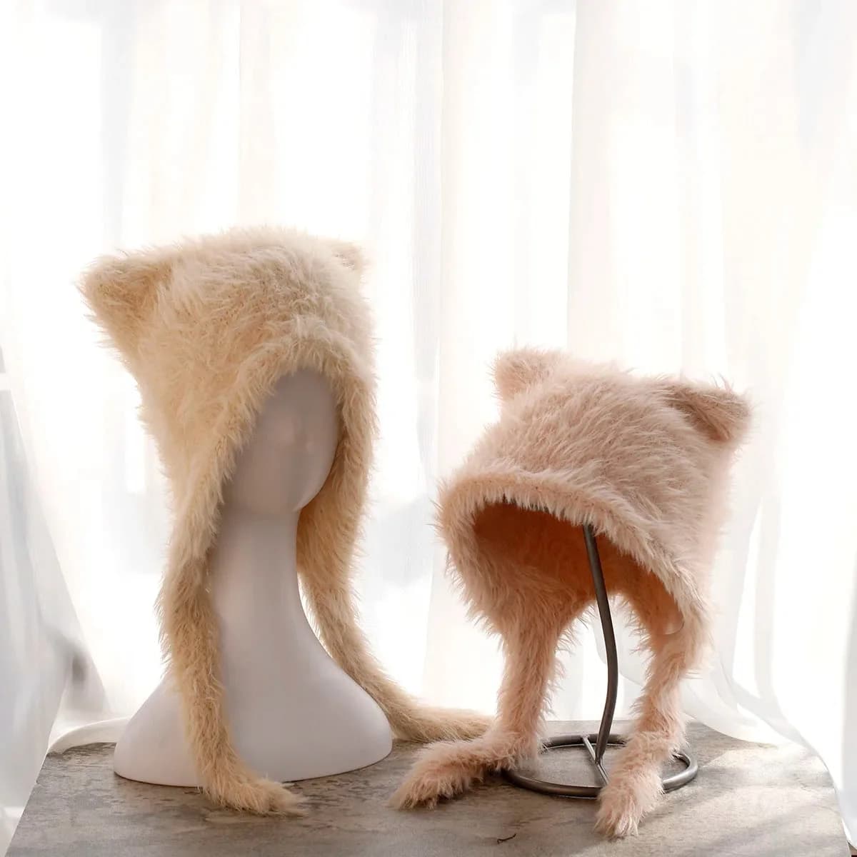 Fluffy Cat Ear Winter Hat – Faux Fur Warm Beanie — view 1 Fluffy Cat Ear Winter Hat – Faux Fur Warm Beanie — view 1