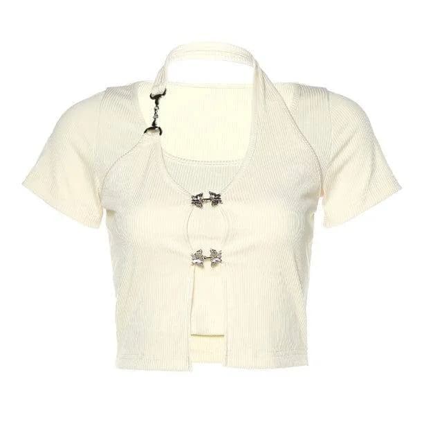 Y2K Butterfly Button Top — view 1 Y2K Butterfly Button Top — view 1