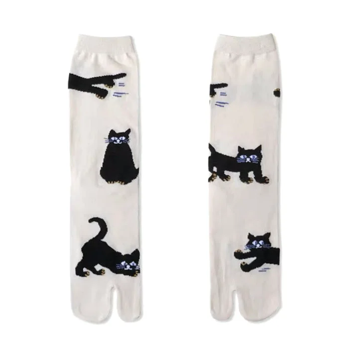 Black Cat Split Toe Tabi Socks — view 1 Black Cat Split Toe Tabi Socks — view 1