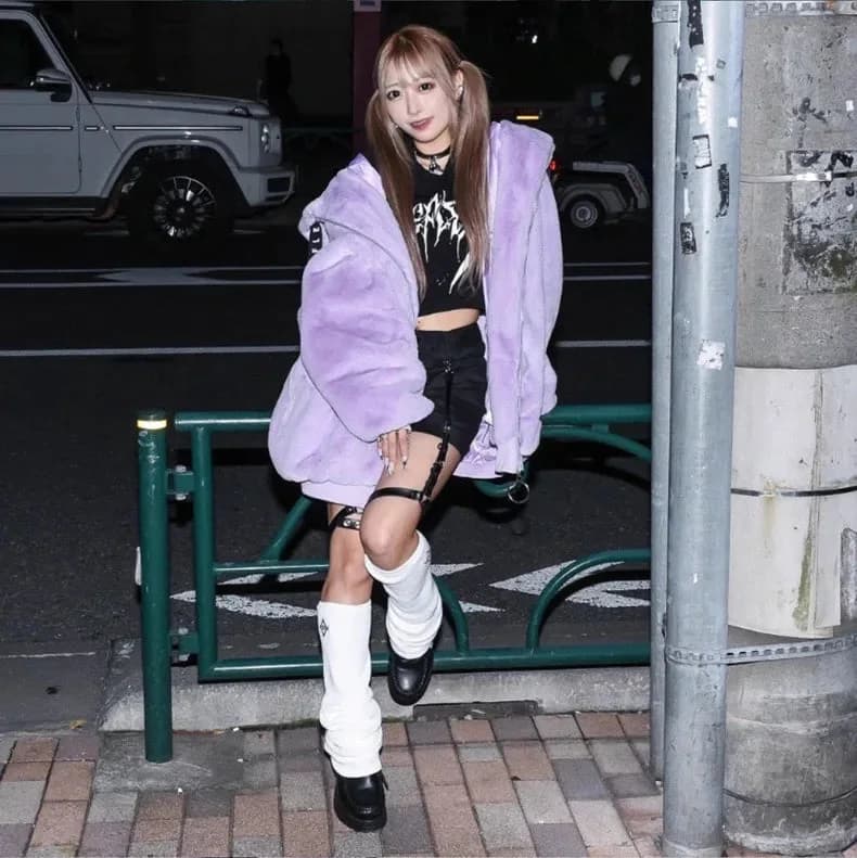 Pastel Goth Fuzzy Bunny Jacket — view 2 Pastel Goth Fuzzy Bunny Jacket — view 2