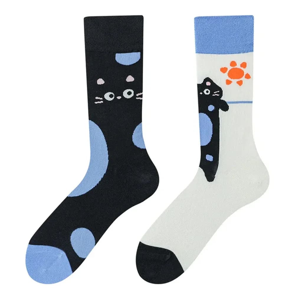 Black Cat Mismatched Socks — view 1 Black Cat Mismatched Socks — view 1